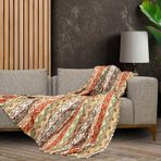 LATUDA CONCEPT SoftMicro Boho Etnik Desenli Mikrofiber Koltuk Örtüsü ve TV Battaniyesi, Koltuk Şalı, Kaymaz 130x180 cm