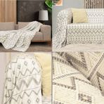 Latuda Concept Softmicro Etnik Desenli Boho Koltuk Örtüsü, Tv Battaniyesi 180 x 300 CM gri
