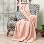 Latuda Home Latuda - Şönil Jakarlı Desen Kaymaz Çekyat Örtüsü Ve Koltuk Şalı Pembe
