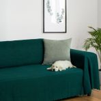 Latuda Home Mikrofiber Şönil Fitilli Minimalist Koltuk Örtüsü -175 x 300 cm Large, Çift Taraflı, Kaymaz, Terletmez Zümrüt - 175 x 300 cm
