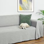 Latuda Home Mikrofiber Şönil Fitilli Minimalist Koltuk Örtüsü -175x300 cm Large, Çift Taraflı, Kaymaz, Terletmez, A.Gri