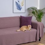 Latuda Home Mikrofiber Şönil Fitilli Minimalist Koltuk Örtüsü -175x300 cm Large, Çift Taraflı, Kaymaz, Terletmez, Rose
