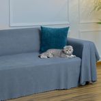 Latuda Home Mikrofiber Şönil Fitilli Minimalist Koltuk Örtüsü -175x350 cm XLarge, Çift Taraflı, Kaymaz, Terletmez, Gece Mavisi