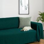 Latuda Home Mikrofiber Şönil Fitilli Minimalist Koltuk Örtüsü -175x350 cm XLarge, Çift Taraflı, Kaymaz, Terletmez, Zümrüt