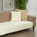 Latuda Home Ponela Bohem Ponponlu Koltuk Örtüsü 90X200 cm Sadece Oturma Alanı (1 Adet )- Ekru - 90 x 200 cm