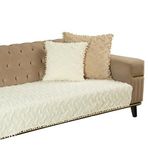 Latuda Home Ponela Bohem Ponponlu Koltuk Örtüsü 90X200 cm Sadece Oturma Alanı (1 Adet )- Ekru