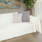 Latuda Home Ponela Koltuk Örtüsü Kaymaz Bohem Punch Kabartmalı 3 Boyutlu 175X300 cm ( Large ) Kaymaz, Ekru - 175 x 300 cm