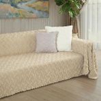 Latuda Home Ponela Koltuk Örtüsü Kaymaz Bohem Punch Kabartmalı 3 Boyutlu 175X350 cm ( X- Large ) Kaymaz, Bej - 175 x 350 cm