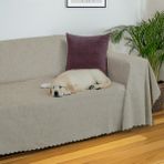 Latuda Home Premium Koltuk Örtüsü 175x350 XLARGE Gramajlı Jakarlı Şönil Kum Beji | Kanepe Örtüsü | Kaymaz - 175 x 350 cm
