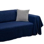 Latuda Home Premium Koltuk Örtüsü 175x350 XLARGE Gramajlı Jakarlı Şönil Lacivert | Kanepe Örtüsü | Kaymaz