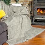 Latuda Home Purecot Premium Pamuklu Püsküllü Koltuk Örtüsü 180x220 Çift Taraflı Terletmez Kaymaz, Açık Kahve