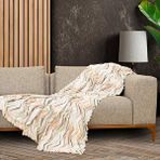 Latuda Home Softmicro Zikzak Desenli 130x180 Cm Koltuk Örtüsü Şalı, Kanepe Örtüsü, Tv Battaniyesi Krem