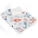 Latuda Home Yumuşak Bebek Battaniyesi Küçük Astronot Uzay Temalı Kuzu Tüyü Battaniye 80x100 cm
