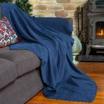Latuda Home Zenit Koltuk Örtüsü 110x175 (2 Adet) Berjer Dekoratif Jakarlı Şönil | Kanepe Örtüsü | Kaymaz , Gece Mavisi - 110 x 175 cm