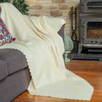 Latuda Home Zenit Koltuk Örtüsü 175x215 Medium Dekoratif Jakarlı Şönil | Kanepe Örtüsü | Kaymaz , Ekru - 175 x 215 cm