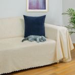 Latuda Home Zenit Koltuk Örtüsü 175x350 XLARGE Dekoratif Jakarlı Şönil | Kanepe Örtüsü | Kaymaz , Ekru - 175 x 350 cm