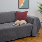 Latuda Home Zenit Koltuk Örtüsü 175x350 XLARGE Dekoratif Jakarlı Şönil | Kanepe Örtüsü | Kaymaz , Gri - 175 x 350 cm