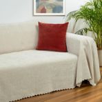 Latuda Home Zenit Koltuk Örtüsü 175x350 XLARGE Dekoratif Jakarlı Şönil | Kanepe Örtüsü | Kaymaz , Krem - 175 x 350 cm