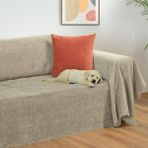 Latuda Home Zenit Koltuk Örtüsü 175x350 XLARGE Dekoratif Jakarlı Şönil | Kanepe Örtüsü | Kaymaz , Kum Beji - 175 x 350 cm