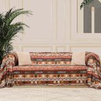Latuda Softmicro Etnik Desenli Boho 180X220 cm Koltuk Örtüsü Şalı, Kanepe Örtüsü, Tv Battaniyesi Toprak - 180 x 220 cm