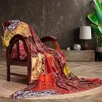 Latuda Softmicro Koltuk Örtüsü | Çekyat Örtüsü | Koltuk Şalı | Etnik Desenli Boho Patchwork Kaymaz | Kiremit 130X180 Cm