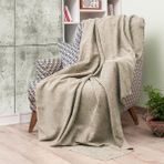 Latuda Şönil Jakarlı Desenli Kaymaz Koltuk Şalı | Koltuk Örtüsü | Çekyat Örtüsü - 175 x 215 cm - Camel