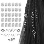 Laughhe 28 adet Dreadlocks takı, saç spirali, klipsler, ayarlanabilir manşetler, saç örgü boncuklar, Dreadlocks boncuklar, Viking saç takısı, kadın saç incileri, örgüler, alaşım aksesuar, kadınlar ve erkekler için (gümüş)