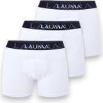 Lauma Erkek Boxer 3’lü Paket Beyaz Renk Siyah Bel Bandı Esnek Pamuklu Iç Giyim - 3XL