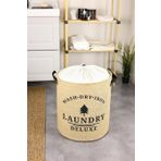 Laundry Deluxe Baskılı Fileli Jüt Katlanabilir Kıyafet Kirli Çamaşır Havlu Sepeti 37 x 40