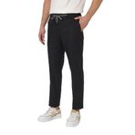Laupes Erkek Siyah Keten Karışımlı Jogger Fit Bağcıklı Yazlık Pantolon Siyah 48