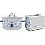 Laura Ashley China Rose 3,5 L Yavaş Pişirici ve 2 Dilimli Ekmek Kızartma Makinesi Seti - Beyaz