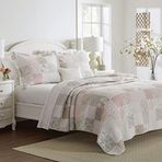 Laura Ashley Home Hanımeli koleksiyonu pamuk nevresim takımı, ters çevrilebilir, uygun yastık kılıflı, ev dekorasyonu, tüm mevsimler için ideal, Celina Patchwork pembe/adaçayı, kraliçe