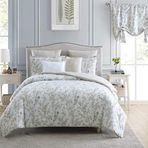 Laura Ashley Home | Lindy Collection | Lüks Ultra Yumuşak Pamuk Yorgan, Tüm Sezon Premium 7 Parça Set, Ev Dekoru için Şık Zarif Tasarım, Kral, Yeşil