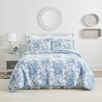 Laura Ashley Yorgan Seti Ters Çevrilebilir Pamuklu Yatak Takımı Eşleşen Yastık Kılıflı, Her Mevsim için Hafif Ev Dekoru, King, Bedford Delft Mavisi