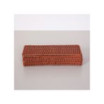 LAURA Kiremit Rattan Kapaklı Saklama Kutusu & Dekoratif Obje 26x10x5 cm.