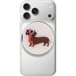 Laut Magsafe Aynalı Kahverengi Köpek Desenli Telefon Tutucu , Katlanabilir Manyetik Telefon Standı