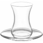 Lav Demet Çay Seti Takımı - 12 Prç. Çay Bardağı Tabağı Seti - Antrasit - Sarı - 1,9 lt