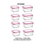 LAV FEYZADE FRESCO Saklama Kabı Seti 4 adet 400cc (DİKDÖRTGEN) ve 4 adet 375cc (KARE)
