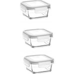 Lav Kare Saklama Kabı 3 Lü Cam Kilitli Saklama Kabı 375 Ml.fresco Beyaz