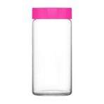 Lav Novo Cam Kavanoz 2'li Büyük Boy 1400 ml Pembe Plastik Kapaklı (Erzak Saklama Kavanozu )