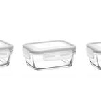 Lav Saklama Kabı 3 Lü Cam Kilitli Saklama Kabı Frs237 400cc Beyaz