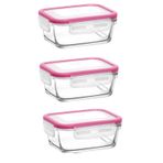 Lav Saklama Kabı 3 Lü Cam Kilitli Saklama Kabı Frs237 400cc