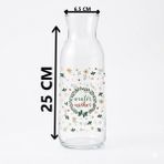Lav Winter Wishes Desenli 1200 cc Cam Sürahi Dekoratif Başucu Su Sürahisi Kapaksız - Tekli Satış (Bardak Dahil Değildir) - 1200 ml
