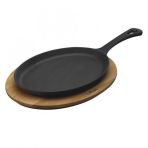 Lava 17X23 cm Saplı Oval Fajita Tavası ve Ahşap Altlığı