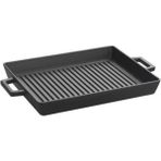 Lava 26 x 32 cm Metal Kulplu Izgara Tava Döküm Mat Siyah Elektroforez Kaplama ile Yüksek Hacim