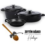 Lava 3X New Heritage Siyah Demir Döküm Tava Tencere Seti