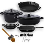 Lava 5X New Heritage Serisi Siyah Döküm Demir Tencere & Tava Seti