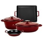 Lava Bordo Döküm 6 Parça Set – Tencere Sahan ve Izgara ile Şef Dokunuş LV S ET K72 BR