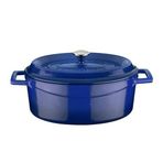 Lava cookware Trendy dökme demir emaye güveç tenceresi/Kızartma Tavası, oval, 25 cm, 3,19 L, mavi