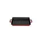 Lava Dikdörtgen 26X32 Cm Bordo Metal Kulplu Demir Döküm Izgara Tavası